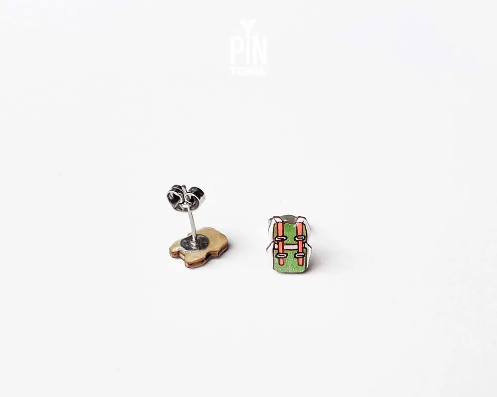 Jewelry - Adventure Time Earrings - Travel Backpack Stud Earrings - Wanderlust Jewelry - Rock Climbing Gifts - PINTONIK