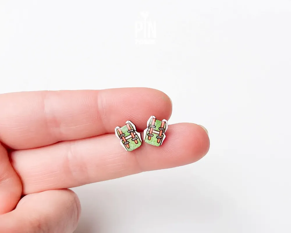 Jewelry - Adventure Time Earrings - Travel Backpack Stud Earrings - Wanderlust Jewelry - Rock Climbing Gifts - PINTONIK