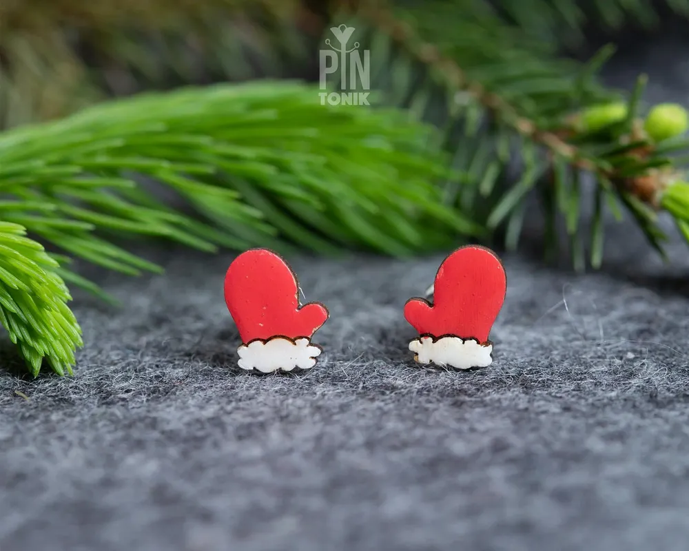 Jewelry - Santa Gloves Funky Earrings - Funny Christmas Stocking Stuffer - PINTONIK