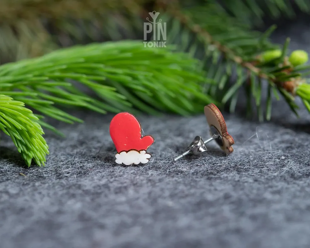 Jewelry - Santa Gloves Funky Earrings - Funny Christmas Stocking Stuffer - PINTONIK