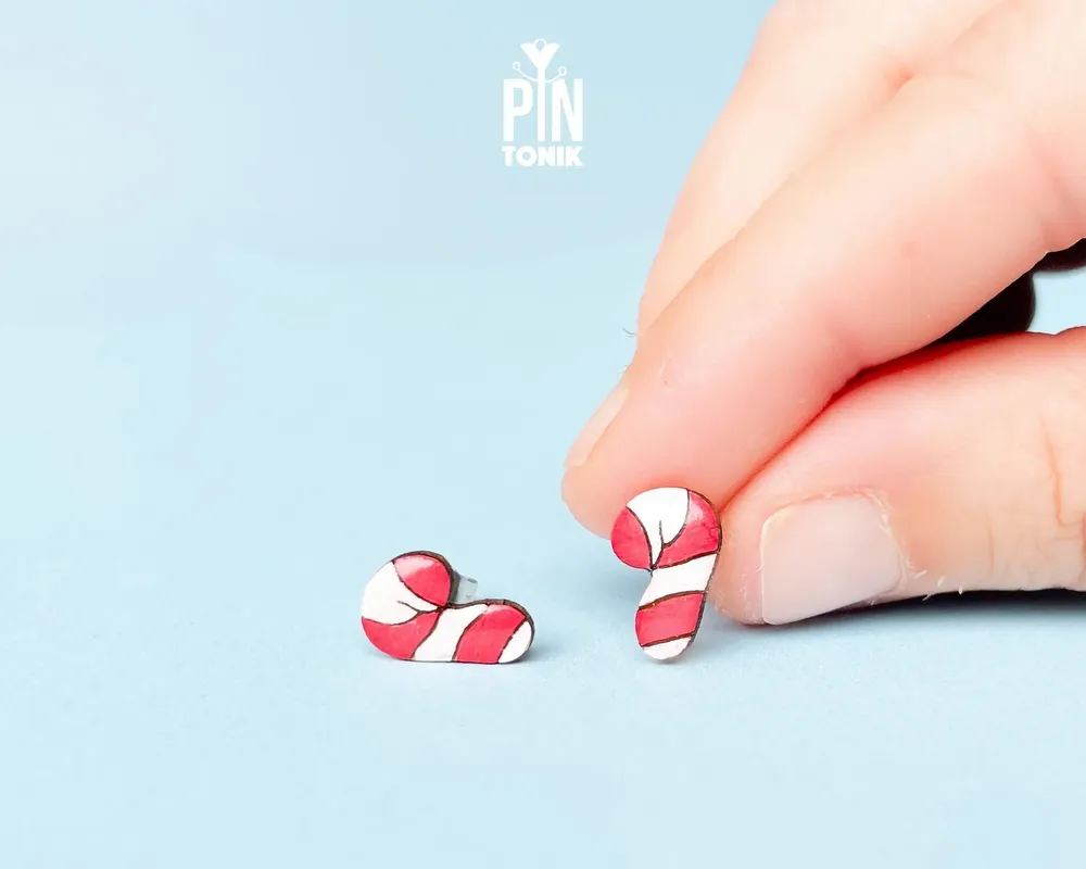 Jewelry - Candy Cane Christmas Earrings - Funny Secret Santa Gift or Stocking Stuffers - PINTONIK