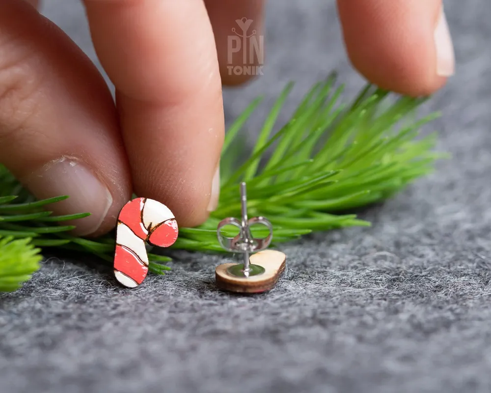 Jewelry - Candy Cane Christmas Earrings - Funny Secret Santa Gift or Stocking Stuffers - PINTONIK