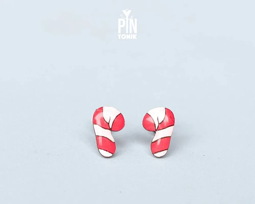 Jewelry - Candy Cane Christmas Earrings - Funny Secret Santa Gift or Stocking Stuffers - PINTONIK