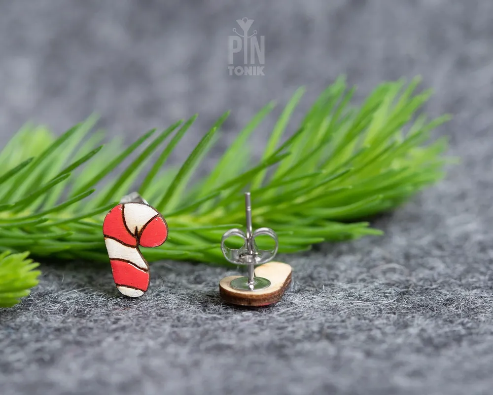 Jewelry - Candy Cane Christmas Earrings - Funny Secret Santa Gift or Stocking Stuffers - PINTONIK