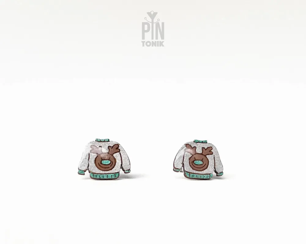 Jewelry - Ugly Christmas Sweater Earrings - Reindeer Stud Earrings - PINTONIK