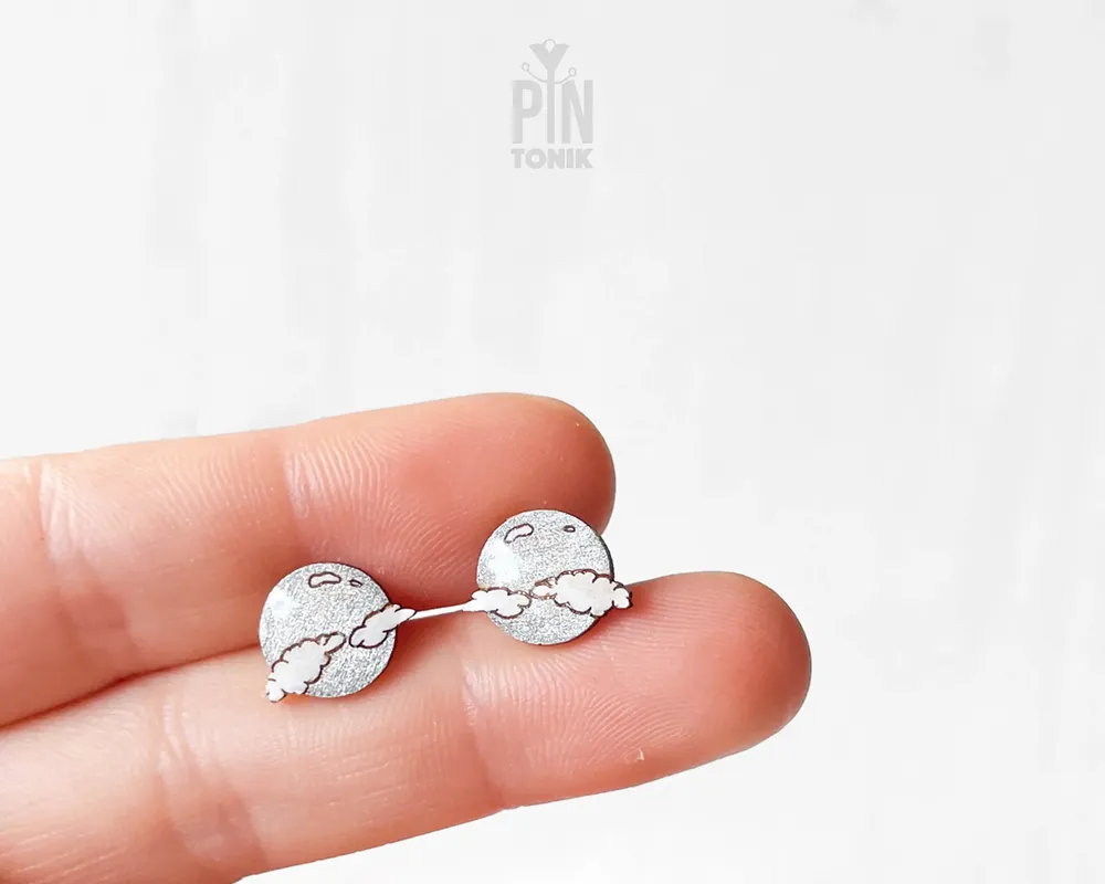 Jewelry - Moon Stud Earrings - Minimalist Boho Dainty Earrings - Christmas Stocking Stuffer or Secret Santa Gift - PINTONIK