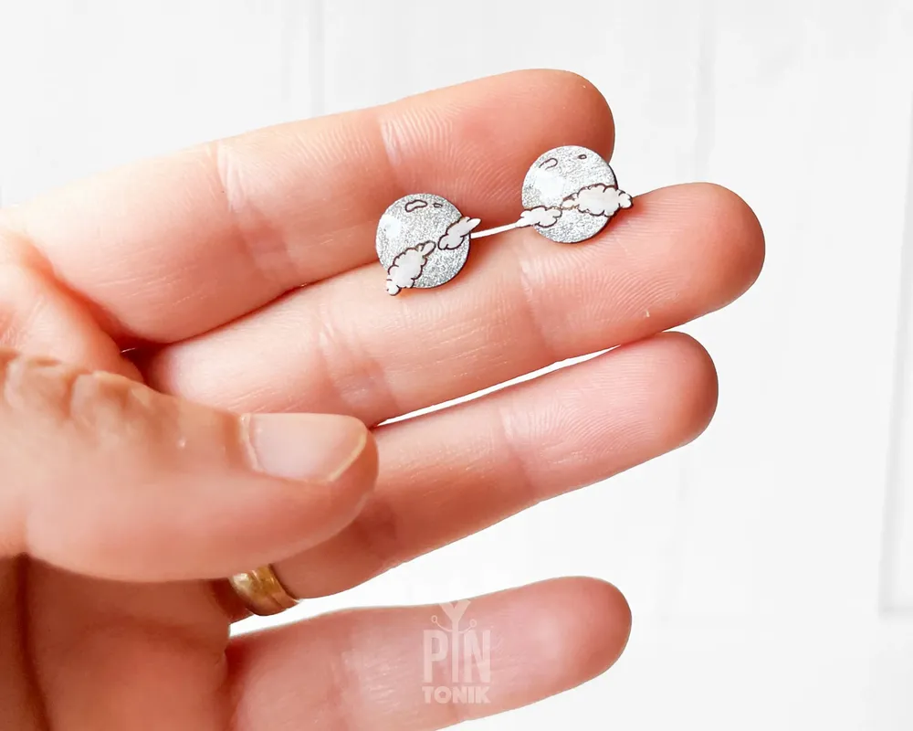 Jewelry - Moon Stud Earrings - Minimalist Boho Dainty Earrings - Christmas Stocking Stuffer or Secret Santa Gift - PINTONIK