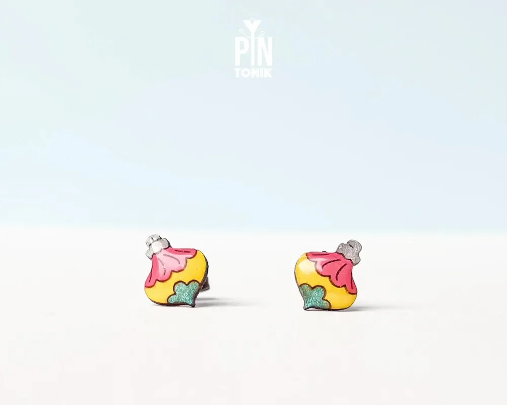 Jewelry - Retro Christmas Ornament Stud Earrings - Vintage Colorful Earrings - The Festive Frolics - PINTONIK