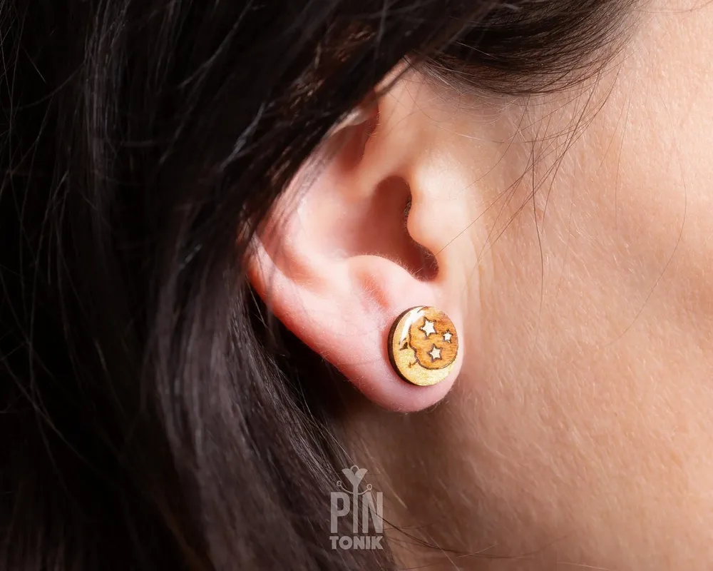 Jewelry - Crescent Moon Stud Earrings - Boho Moon Jewelry - Witchy Moon Phase and Astronomy Gifts - PINTONIK