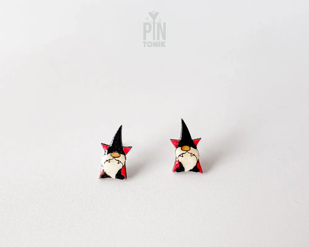 Bijoux - Boucles d'oreilles gnome vampire Dracula - Bijoux gothiques pour Halloween - PINTONIK