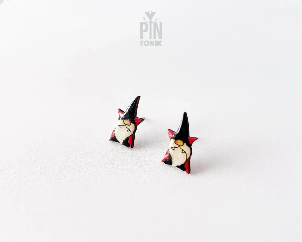 Bijoux - Boucles d'oreilles gnome vampire Dracula - Bijoux gothiques pour Halloween - PINTONIK