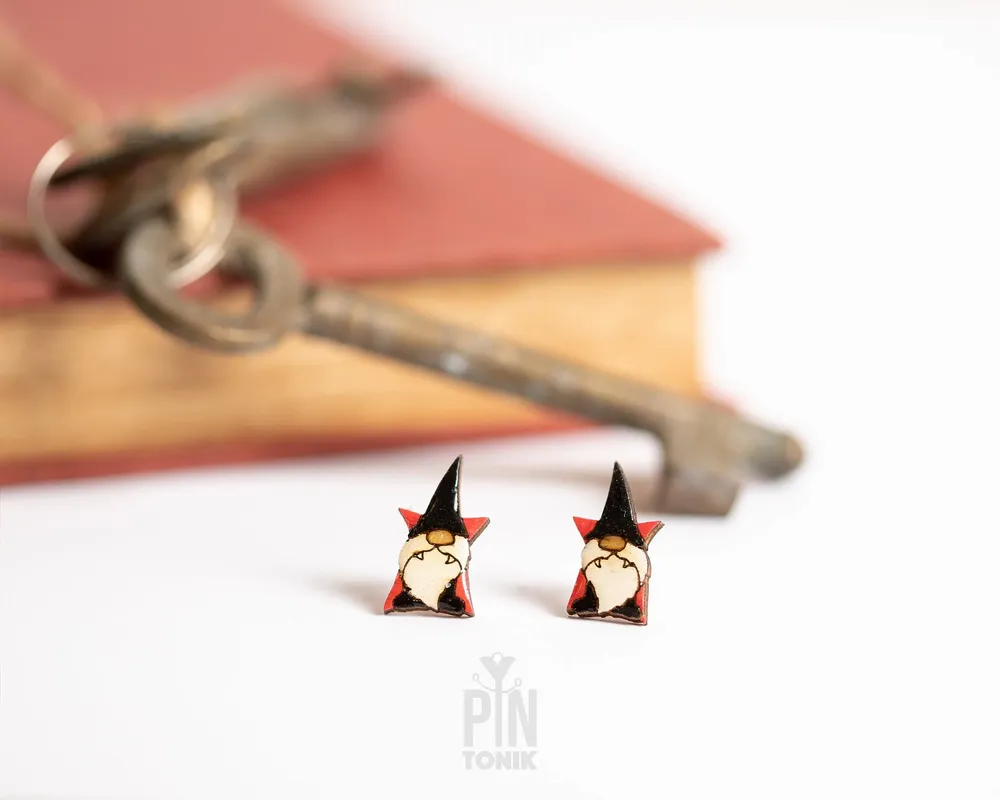 Bijoux - Boucles d'oreilles gnome vampire Dracula - Bijoux gothiques pour Halloween - PINTONIK