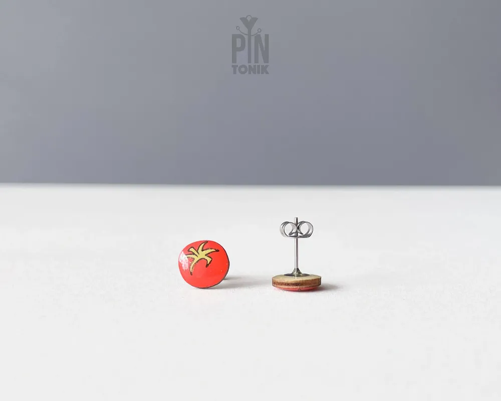 Jewelry - Tomato Earrings - Funky Fruit Stud Earrings - Funny Gifts - PINTONIK