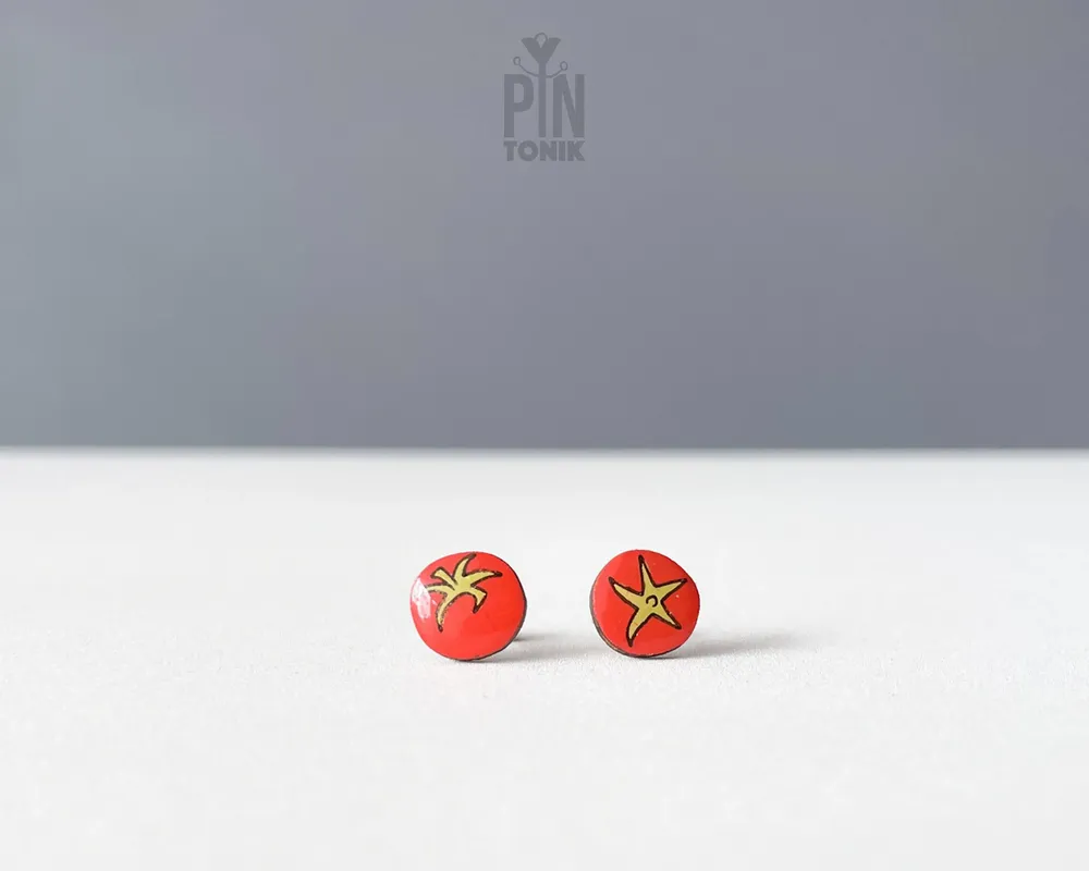 Jewelry - Tomato Earrings - Funky Fruit Stud Earrings - Funny Gifts - PINTONIK