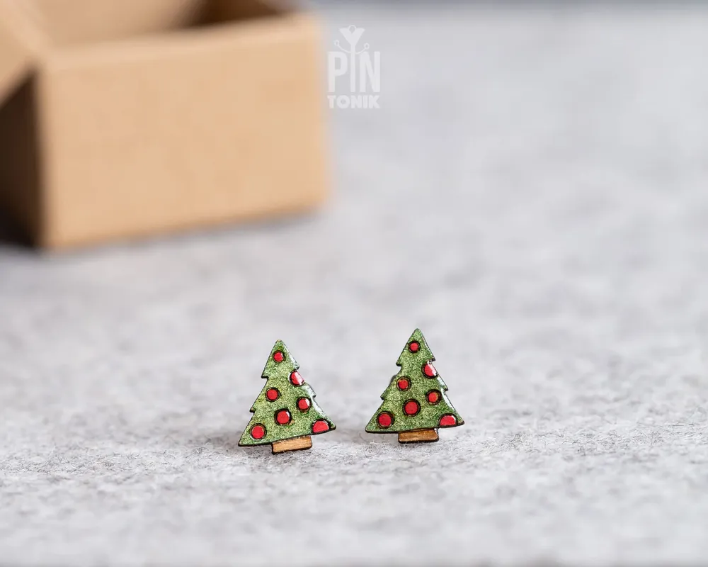 Jewelry - Christmas Tree Funky Earrings - Holiday Jewelry - Fun Stocking Stuffer or Secret Santa Gift - PINTONIK