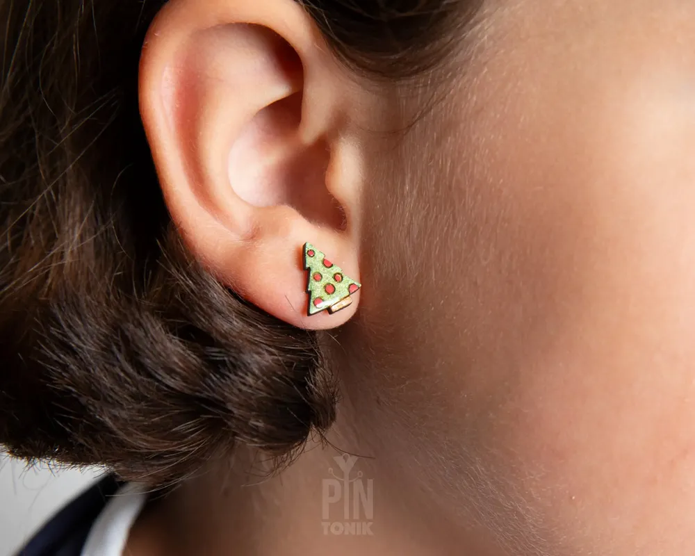 Jewelry - Christmas Tree Funky Earrings - Holiday Jewelry - Fun Stocking Stuffer or Secret Santa Gift - PINTONIK