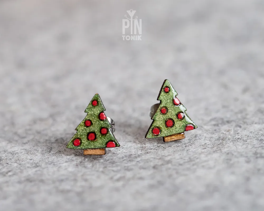 Jewelry - Christmas Tree Funky Earrings - Holiday Jewelry - Fun Stocking Stuffer or Secret Santa Gift - PINTONIK