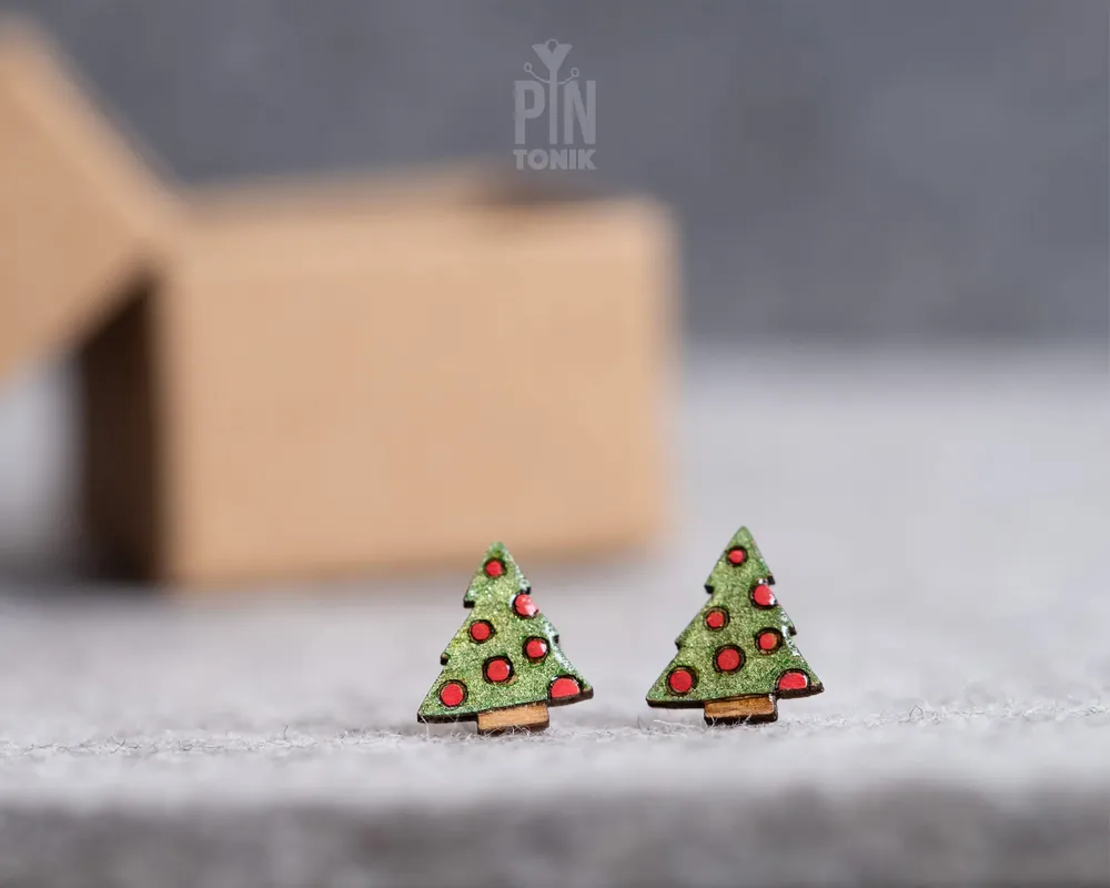 Jewelry - Christmas Tree Funky Earrings - Holiday Jewelry - Fun Stocking Stuffer or Secret Santa Gift - PINTONIK