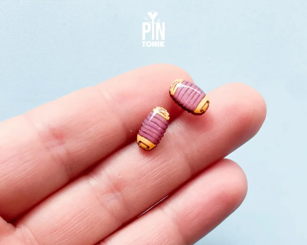 Jewelry - Isopod Earrings - Quirky Rolly Polly Bug Jewelry - Pill Bug Halloween Costume Accessory - PINTONIK