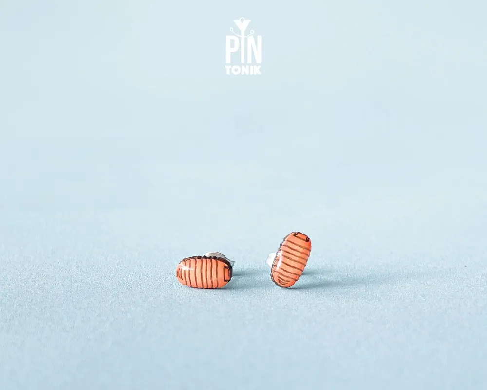 Jewelry - Isopod Earrings - Quirky Rolly Polly Bug Jewelry - Pill Bug Halloween Costume Accessory - PINTONIK