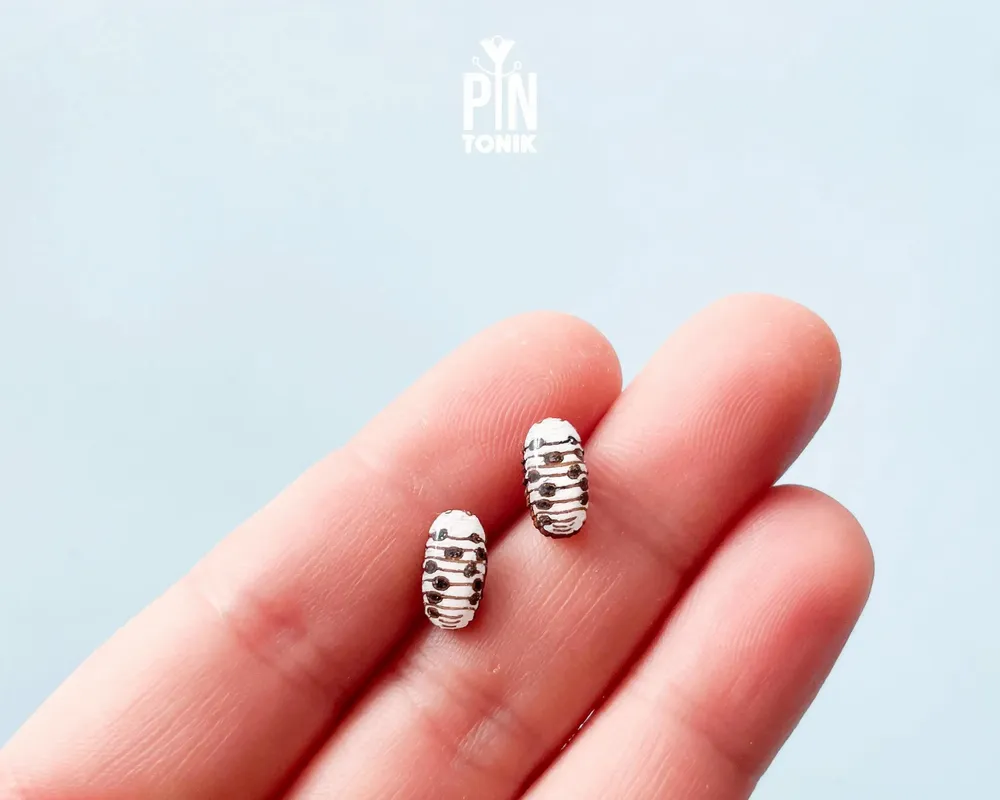 Jewelry - Isopod Earrings - Quirky Rolly Polly Bug Jewelry - Pill Bug Halloween Costume Accessory - PINTONIK
