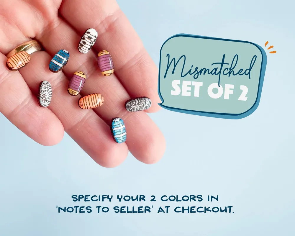 Jewelry - Isopod Earrings - Quirky Rolly Polly Bug Jewelry - Pill Bug Halloween Costume Accessory - PINTONIK