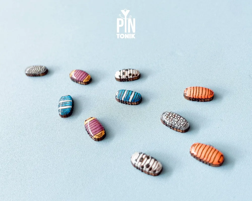 Jewelry - Isopod Earrings - Quirky Rolly Polly Bug Jewelry - Pill Bug Halloween Costume Accessory - PINTONIK