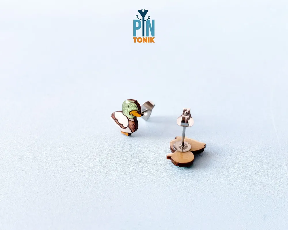 Bijoux - Boucles d'oreilles canard colvert - Boucles d'oreilles oiseaux originales, cadeau parfait pour les enfants ou les chasseurs de canards - Boucles d'oreilles fantaisie - PINTONIK