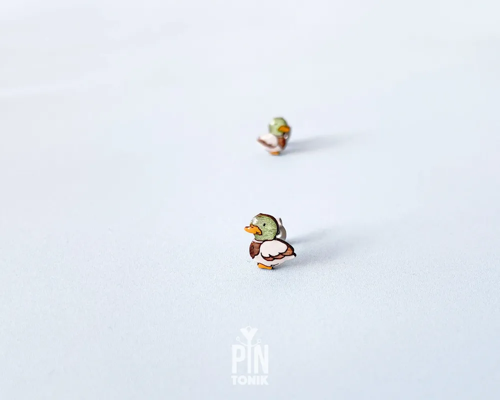 Bijoux - Boucles d'oreilles canard colvert - Boucles d'oreilles oiseaux originales, cadeau parfait pour les enfants ou les chasseurs de canards - Boucles d'oreilles fantaisie - PINTONIK