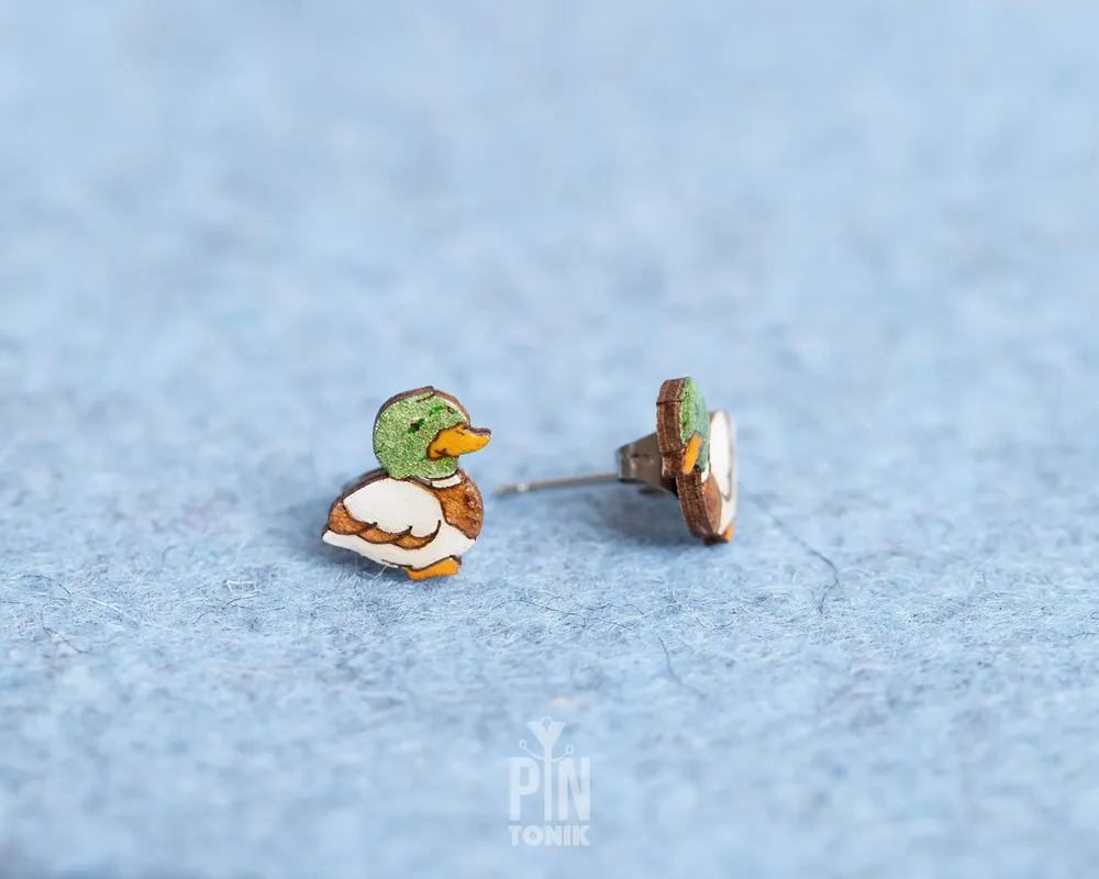 Bijoux - Boucles d'oreilles canard colvert - Boucles d'oreilles oiseaux originales, cadeau parfait pour les enfants ou les chasseurs de canards - Boucles d'oreilles fantaisie - PINTONIK