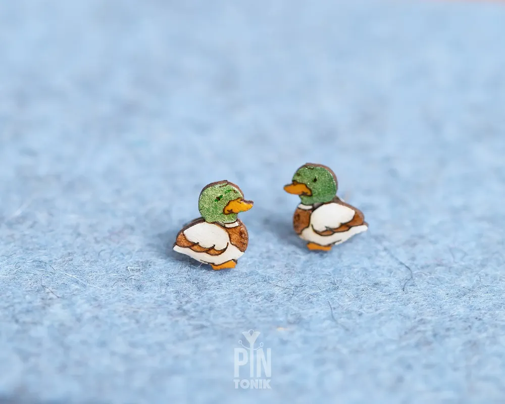Bijoux - Boucles d'oreilles canard colvert - Boucles d'oreilles oiseaux originales, cadeau parfait pour les enfants ou les chasseurs de canards - Boucles d'oreilles fantaisie - PINTONIK