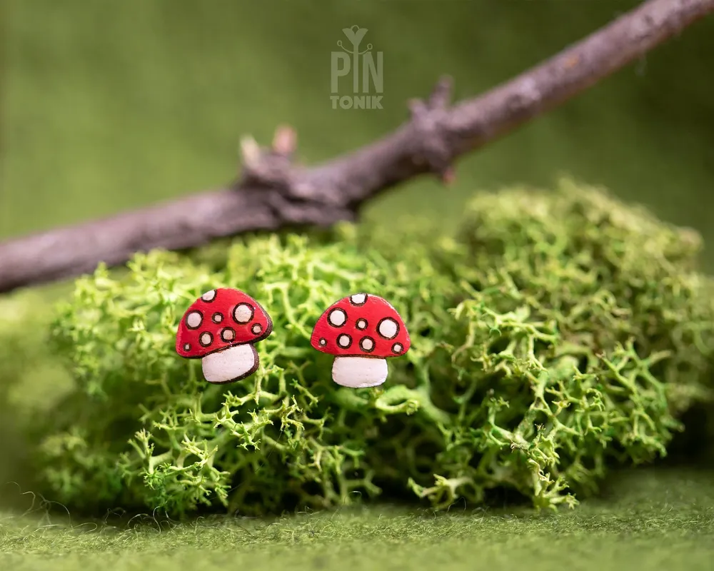Bijoux - Boucles d'oreilles champignons magiques originales - PINTONIK