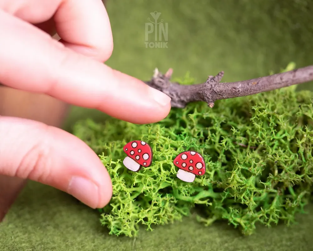 Bijoux - Boucles d'oreilles champignons magiques originales - PINTONIK