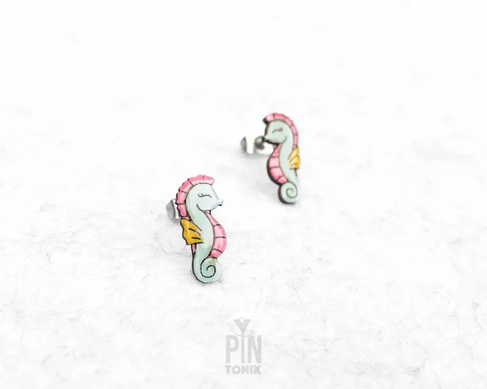 Jewelry - Seahorse Stud Earrings - Coastal Cowgirl Jewelry - 16th Birthday or Bestie gift - Dainty Funky Earrings, - PINTONIK