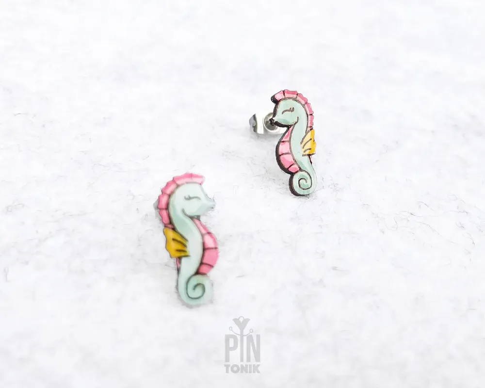 Jewelry - Seahorse Stud Earrings - Coastal Cowgirl Jewelry - 16th Birthday or Bestie gift - Dainty Funky Earrings, - PINTONIK
