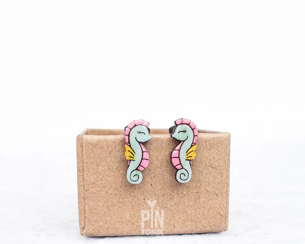 Jewelry - Seahorse Stud Earrings - Coastal Cowgirl Jewelry - 16th Birthday or Bestie gift - Dainty Funky Earrings, - PINTONIK
