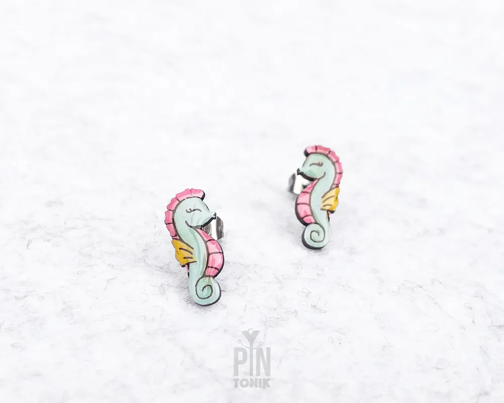 Jewelry - Seahorse Stud Earrings - Coastal Cowgirl Jewelry - 16th Birthday or Bestie gift - Dainty Funky Earrings, - PINTONIK