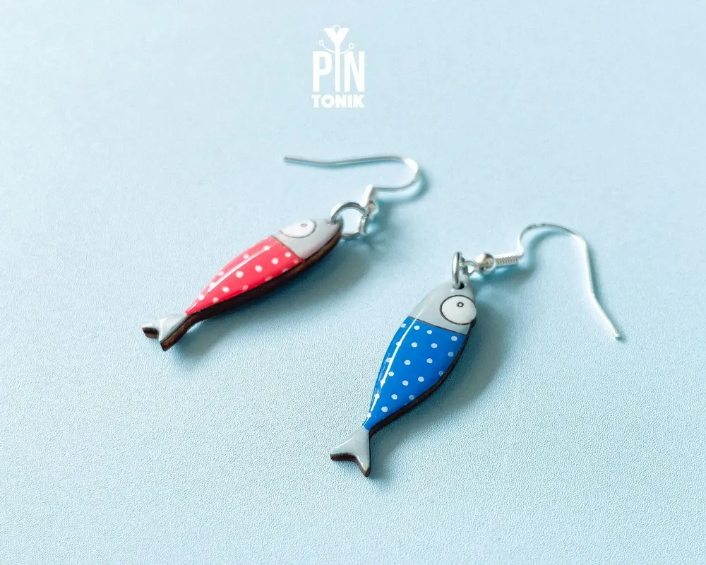 Jewelry - Sardine earrings - Fun Fisherman Summer Jewery with Sterling Silver - PINTONIK