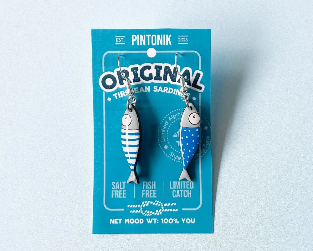 Jewelry - Sardine earrings - Fun Fisherman Summer Jewery with Sterling Silver - PINTONIK