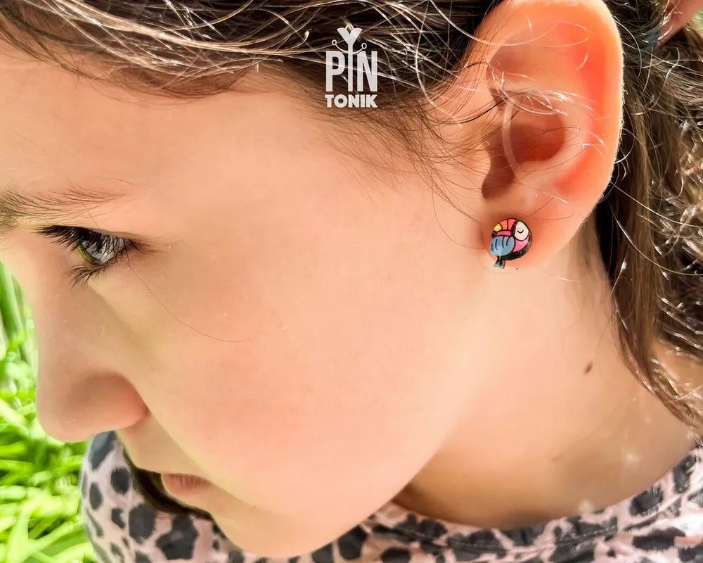 Jewelry - Toucan Stud Earrings - Mismatched Tropical Bird Earrings - Fun Colorful Halloween Costume Jewelry - PINTONIK