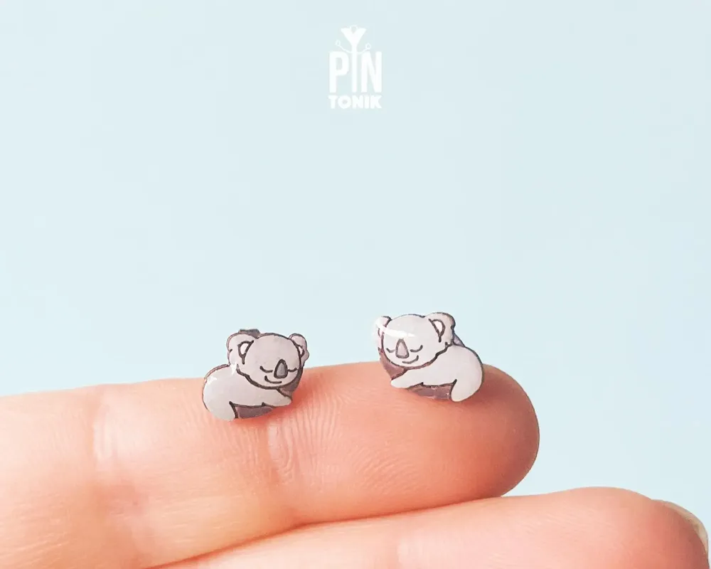 Jewelry - Tiny Koala Stud Earrings - Cute Animal Jewelry - Gift for Koala Bear Lovers - PINTONIK