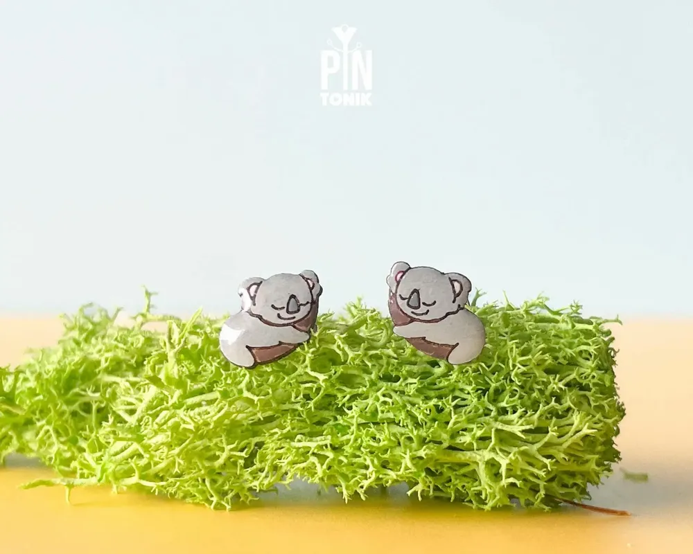 Jewelry - Tiny Koala Stud Earrings - Cute Animal Jewelry - Gift for Koala Bear Lovers - PINTONIK
