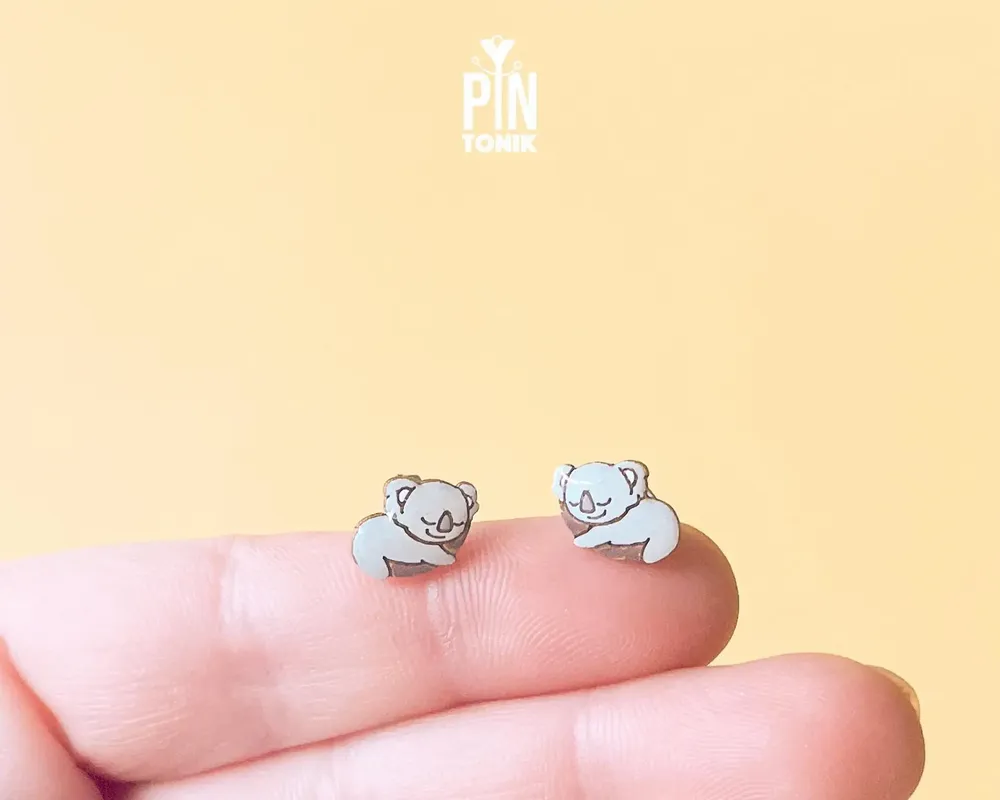Jewelry - Tiny Koala Stud Earrings - Cute Animal Jewelry - Gift for Koala Bear Lovers - PINTONIK