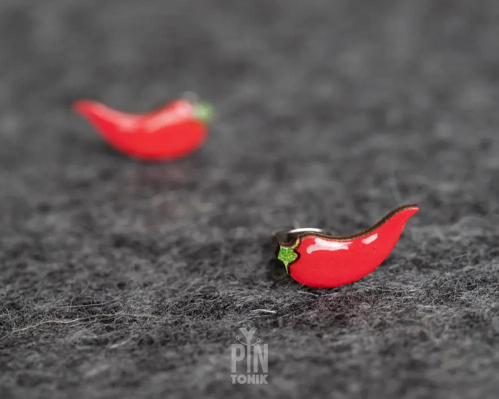 Jewelry - Hot Chili Pepper Earrings - Funny Red Chili Stud Earrings - Weird 30th Birthday Gift - PINTONIK