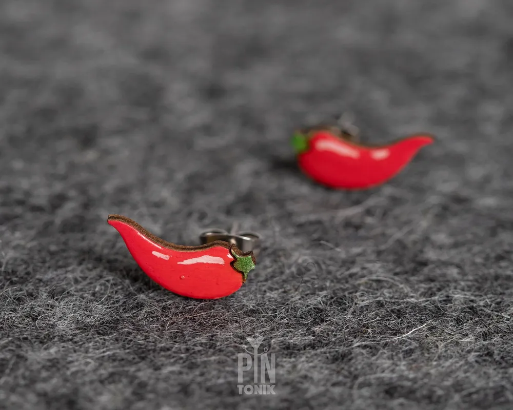 Jewelry - Hot Chili Pepper Earrings - Funny Red Chili Stud Earrings - Weird 30th Birthday Gift - PINTONIK