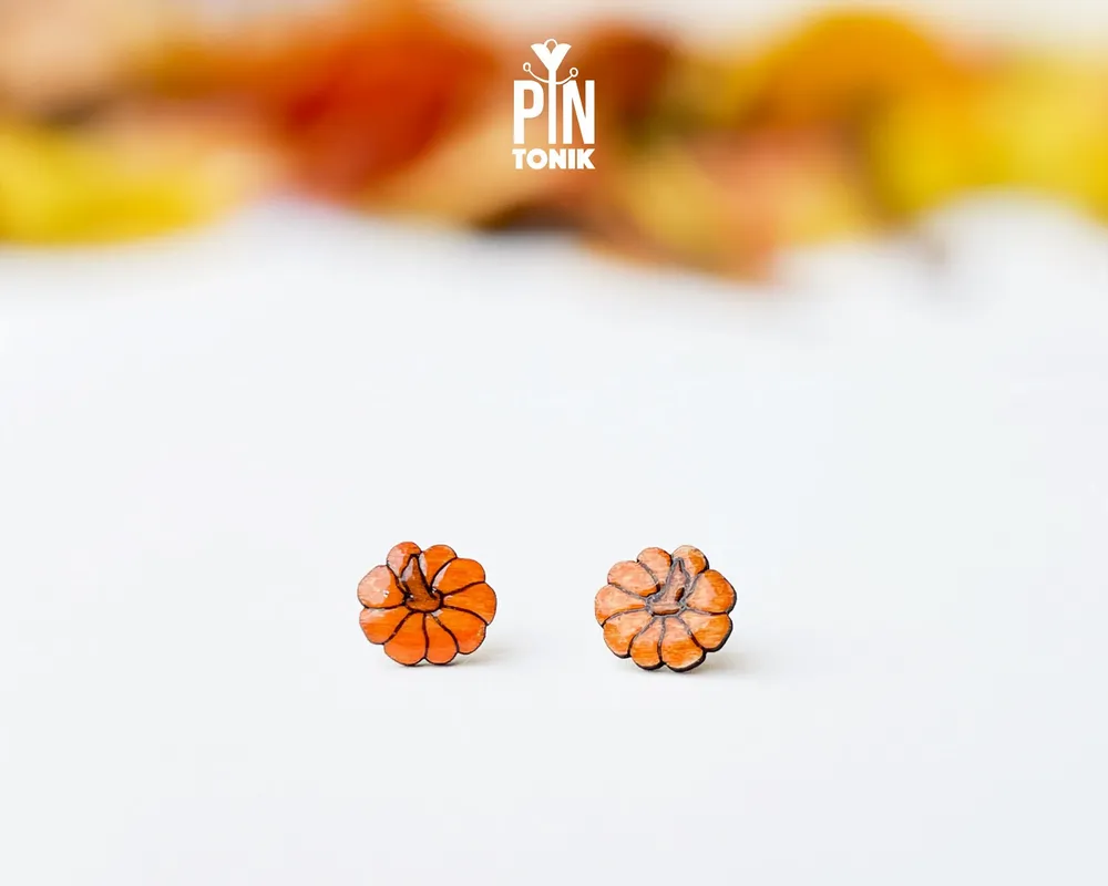 Jewelry - Tiny Pumpkin Stud Earrings - Fall Halloween Earrings - PINTONIK