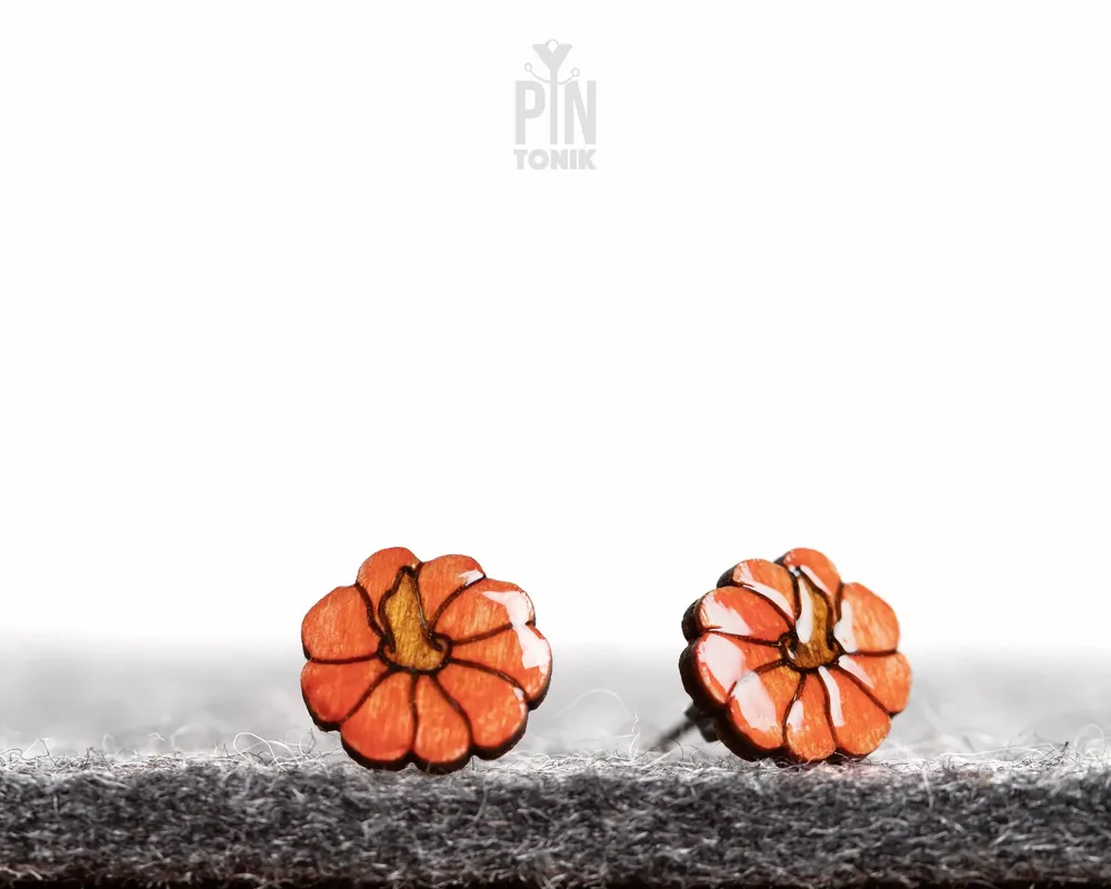 Jewelry - Tiny Pumpkin Stud Earrings - Fall Halloween Earrings - PINTONIK
