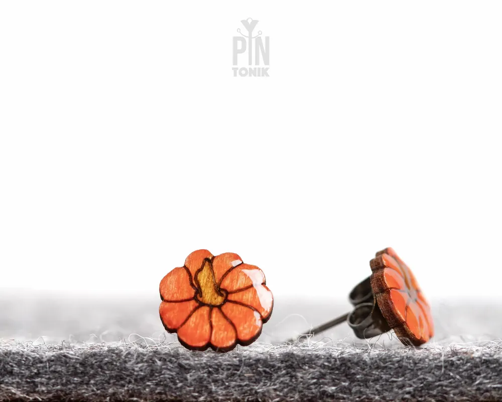 Jewelry - Tiny Pumpkin Stud Earrings - Fall Halloween Earrings - PINTONIK