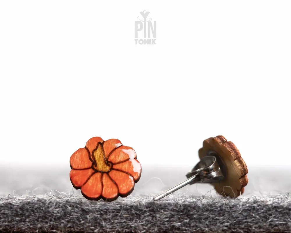 Jewelry - Tiny Pumpkin Stud Earrings - Fall Halloween Earrings - PINTONIK