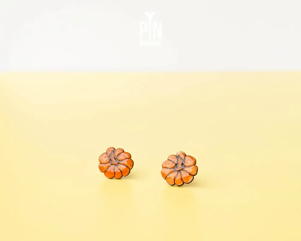 Jewelry - Tiny Pumpkin Stud Earrings - Fall Halloween Earrings - PINTONIK